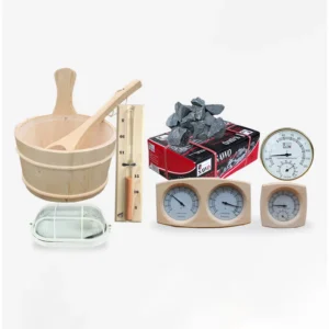 Natural Wooden Sauna Bucket with Ladle Set