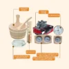 Natural Wooden Sauna Bucket with Ladle Set