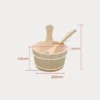 Natural Wooden Sauna Bucket with Ladle Set